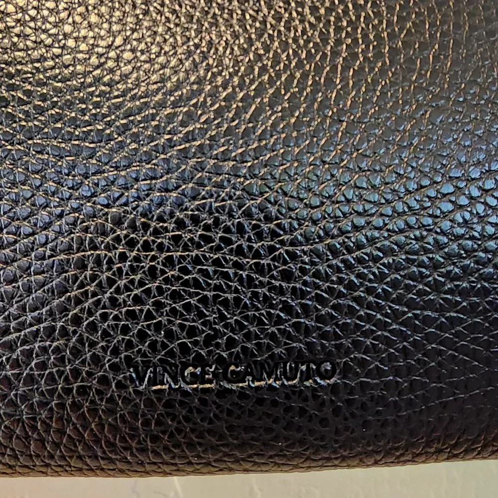 Vince Camuto Black Vegan Leather Purse Luck Tote Computer Shoulder Bag